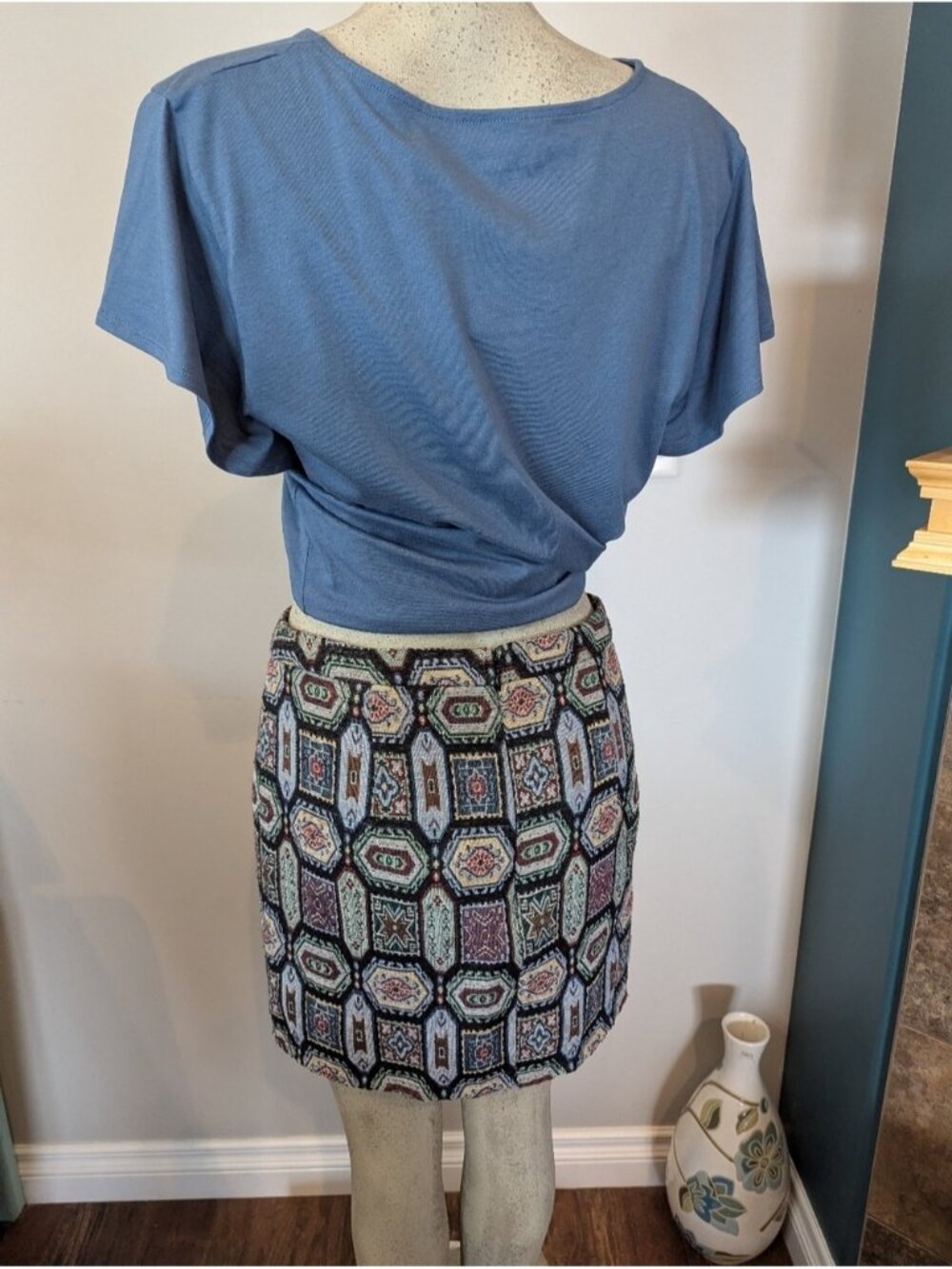Vintage tapestry mini skirt Multi Colour A Line by Dex Boho, Retro Size Medium